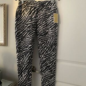 MICHAEL Michael Kors Zebra Print Stretch Cotton Jeggings Black White, Size S